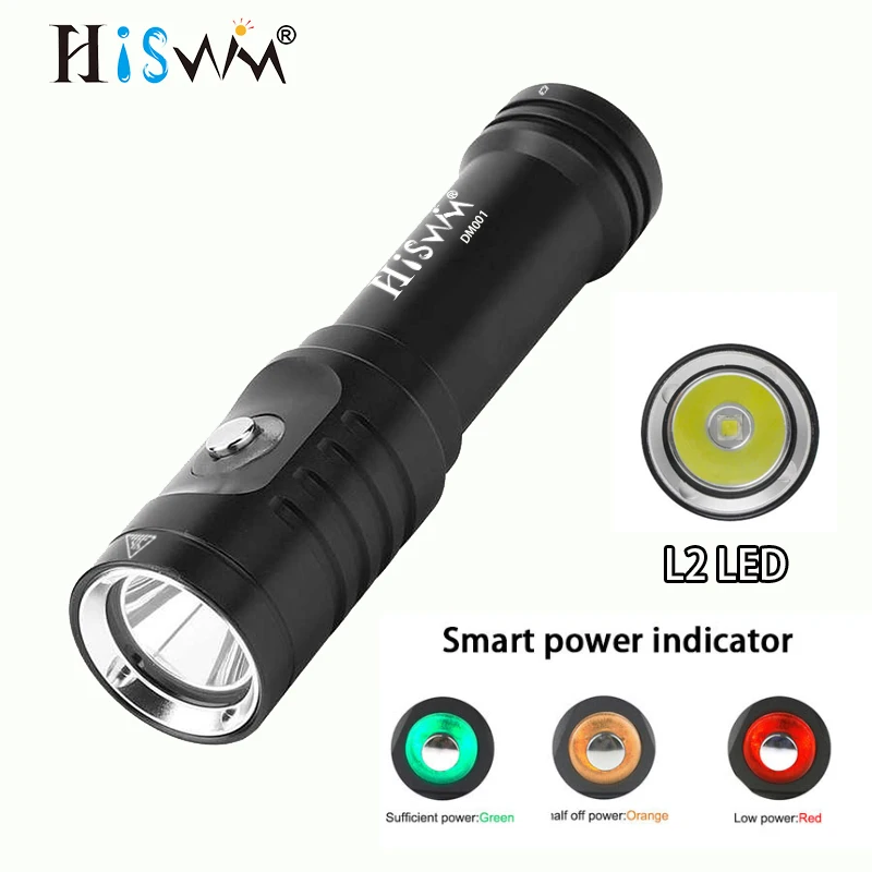 

HISWN DM001 Portable Mini Diving Flashlight IPX8 Professional waterproof 1000LM Ultra bright 18650 Rechargeable 3 modes