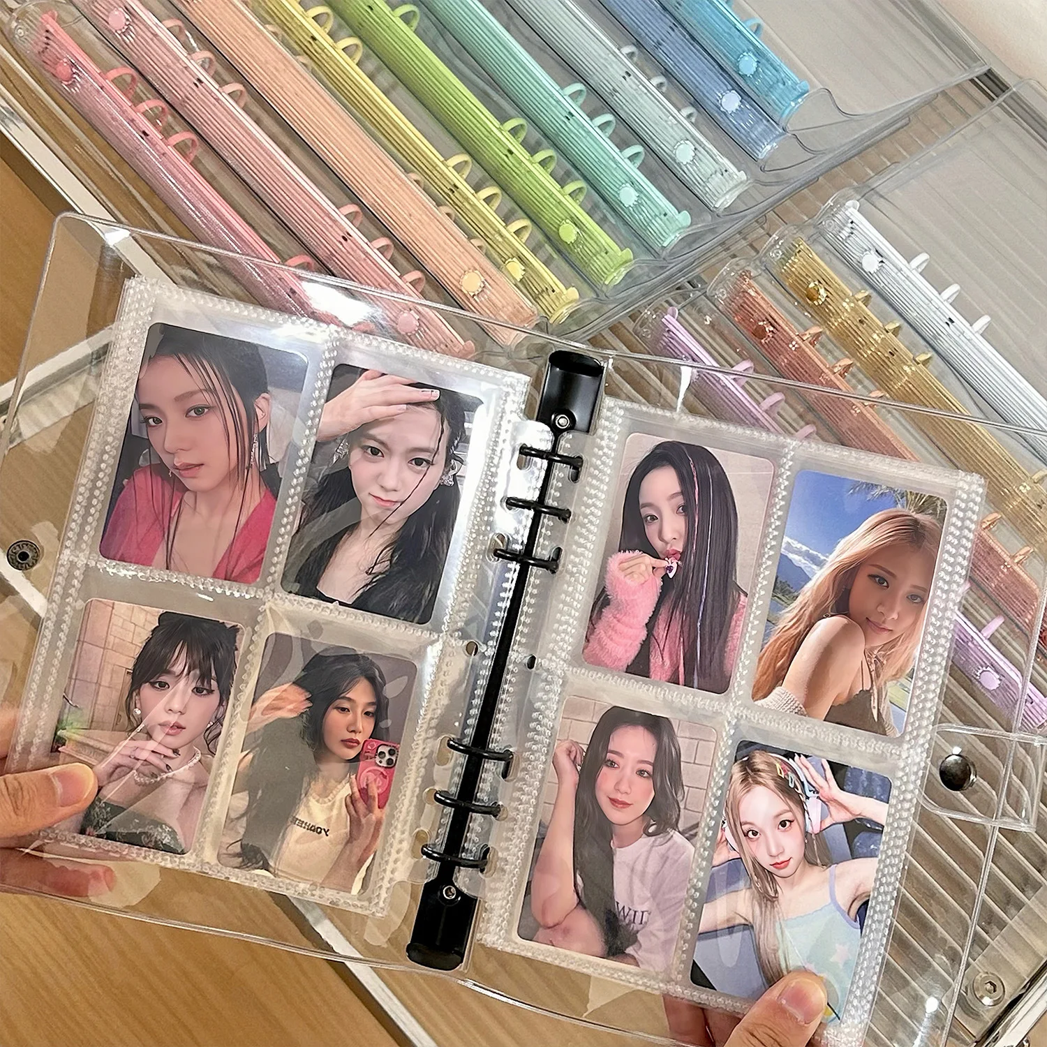 A5 PVC Transparent Round Ring Binder Binding Cover for Korean Idol Photocards Photo Organizer