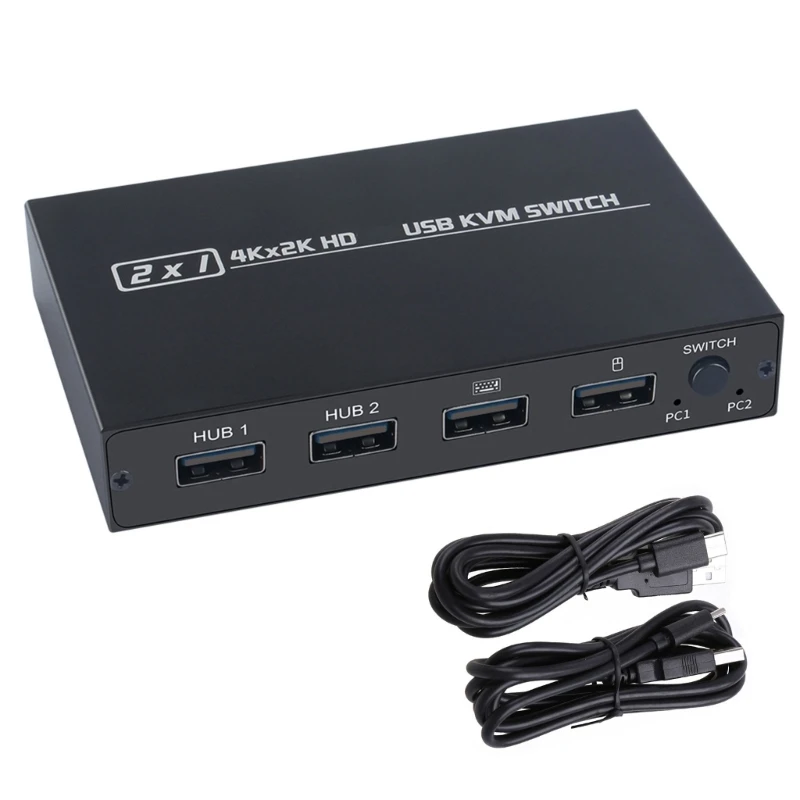 DN59 High Clear KVM HDTV Switcher 2 Port with USB Interfaces and Adaptives EDID for Office Use Suitable for Computer Room