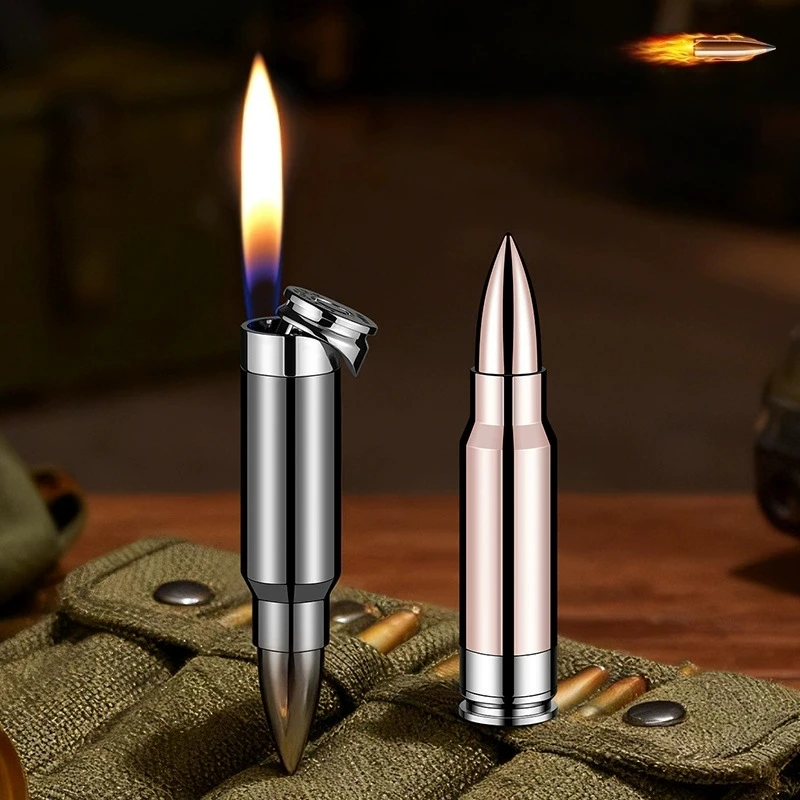 New retro bullet open flame lighter with advanced metal inflatable igniter for emergency escape outdoor portable lighter for me
