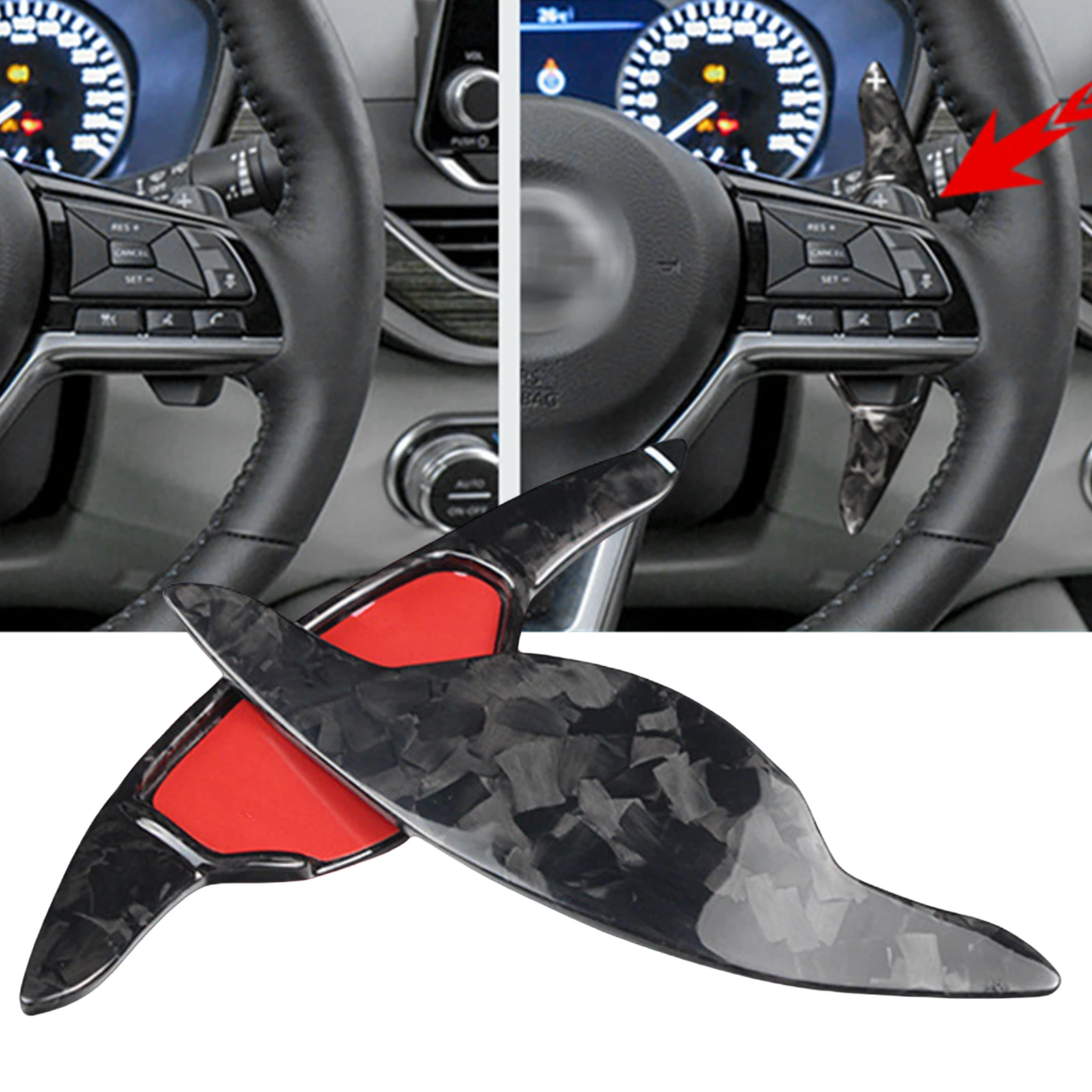 Forged Carbon Fiber Steering Wheel Shift Shifter Paddle Extension ​For Infiniti Q50 Q60 X-Trail