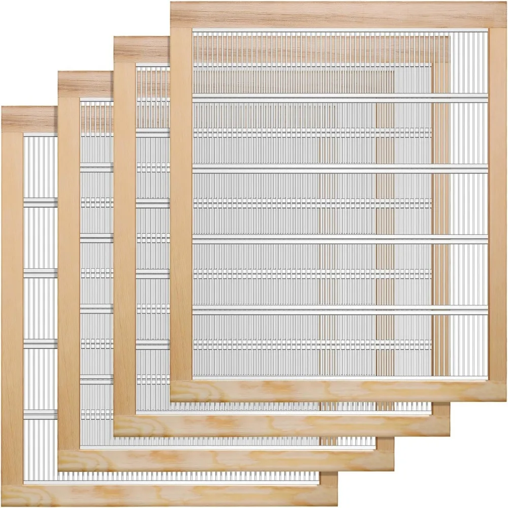 

4 Pack 10 Frame Wooden Bound Metal Queen Excluder Heavy Duty Beekeeping Queen Excluders for 10 Frames Bee Hive Beekeeping Suppl
