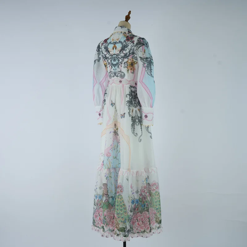 V-Ne Long Sve Slim Fit Dr Abito a trapezio a vita alta Vintage Court Sle stampato con cintura in vita Casual da donna Dr