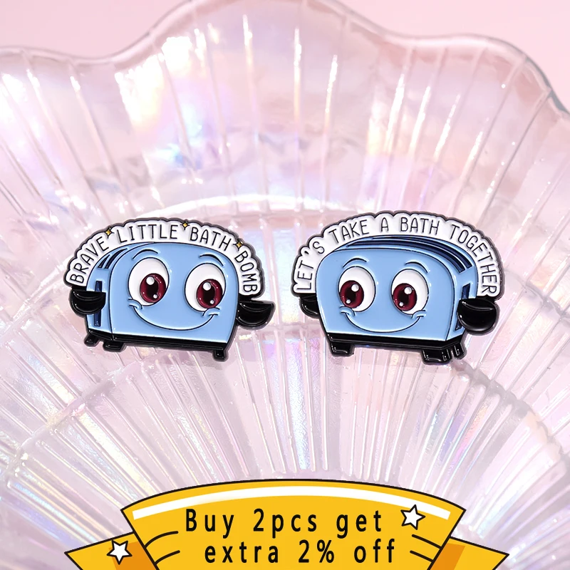 I Will Devour Your Soul Enamel Pins Bubble Machine Let's Take A Bath Together Brooches Lapel Badges Jewelry Gift For Kids Friend