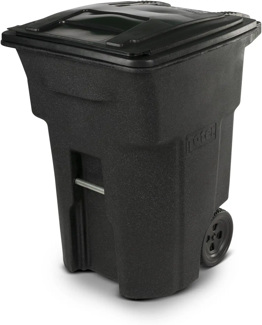 Toter 25596-R1200 Residential Heavy Duty Two Wheeled Trash Can with Attached Lid, 96 Gallon, Black