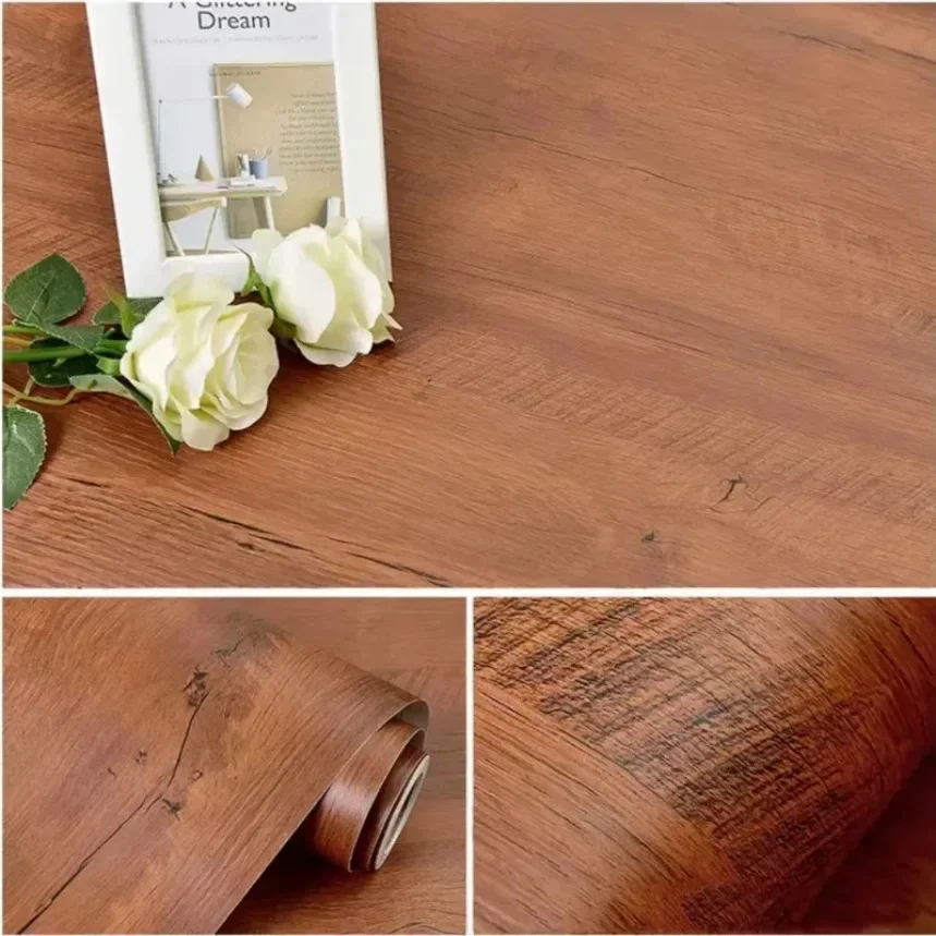 Modern Wood Grain Wallpaper Waterproof Self Adhesive Sticker Wall Stickers for Kitchen Door Wardrobe Cupboard Table Furniture