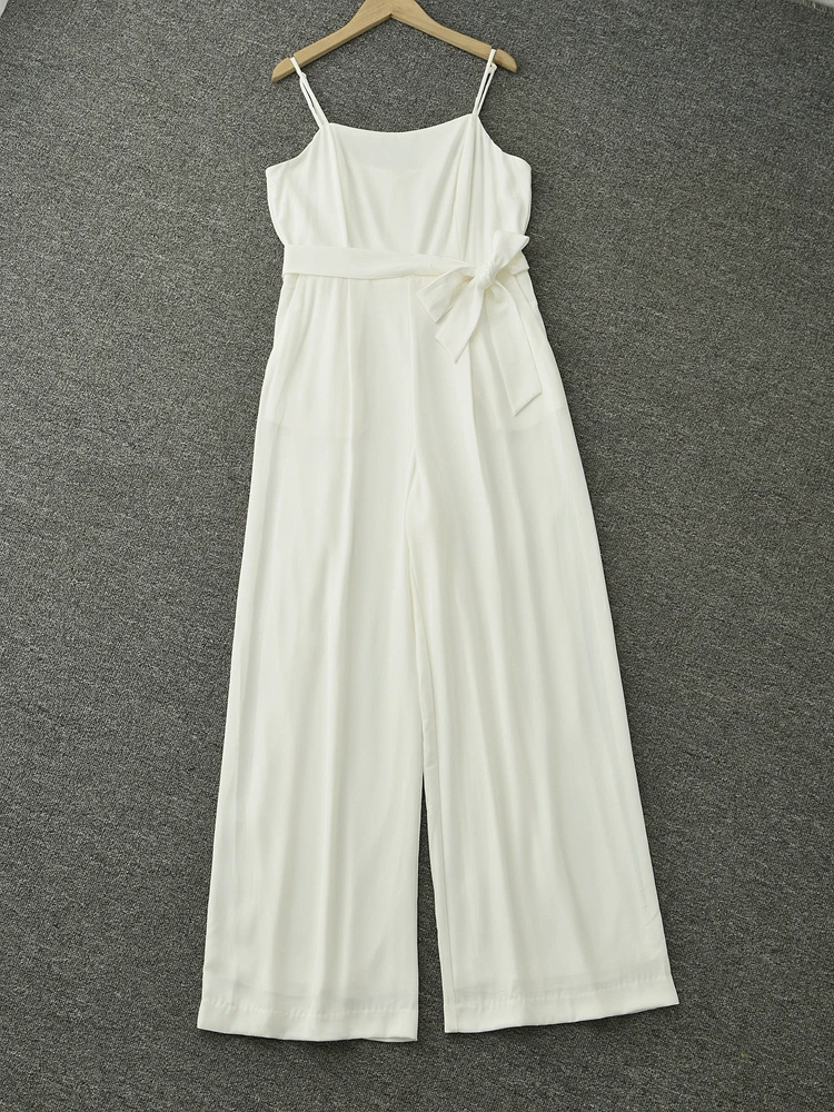 

Женский комбинезон Ele с высокой талией, облегающий, с широкими штанинами, струящийся, для весны и лета, удобный для повседневной носки