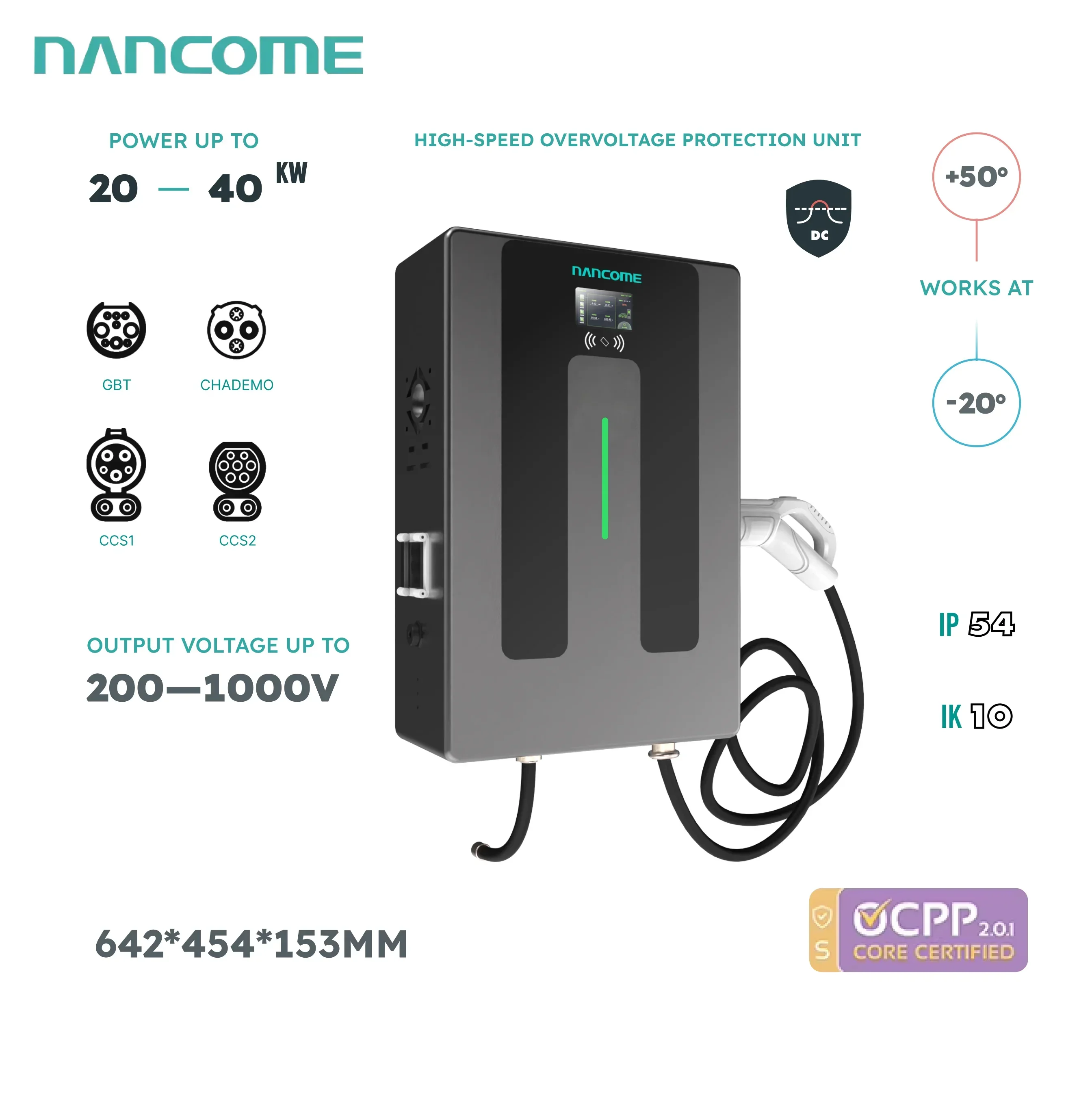 Solar Electric Car Charger 30kw CCS1 CCS2 CHADEMO GBT Dc Charging Station with Ocpp Controller