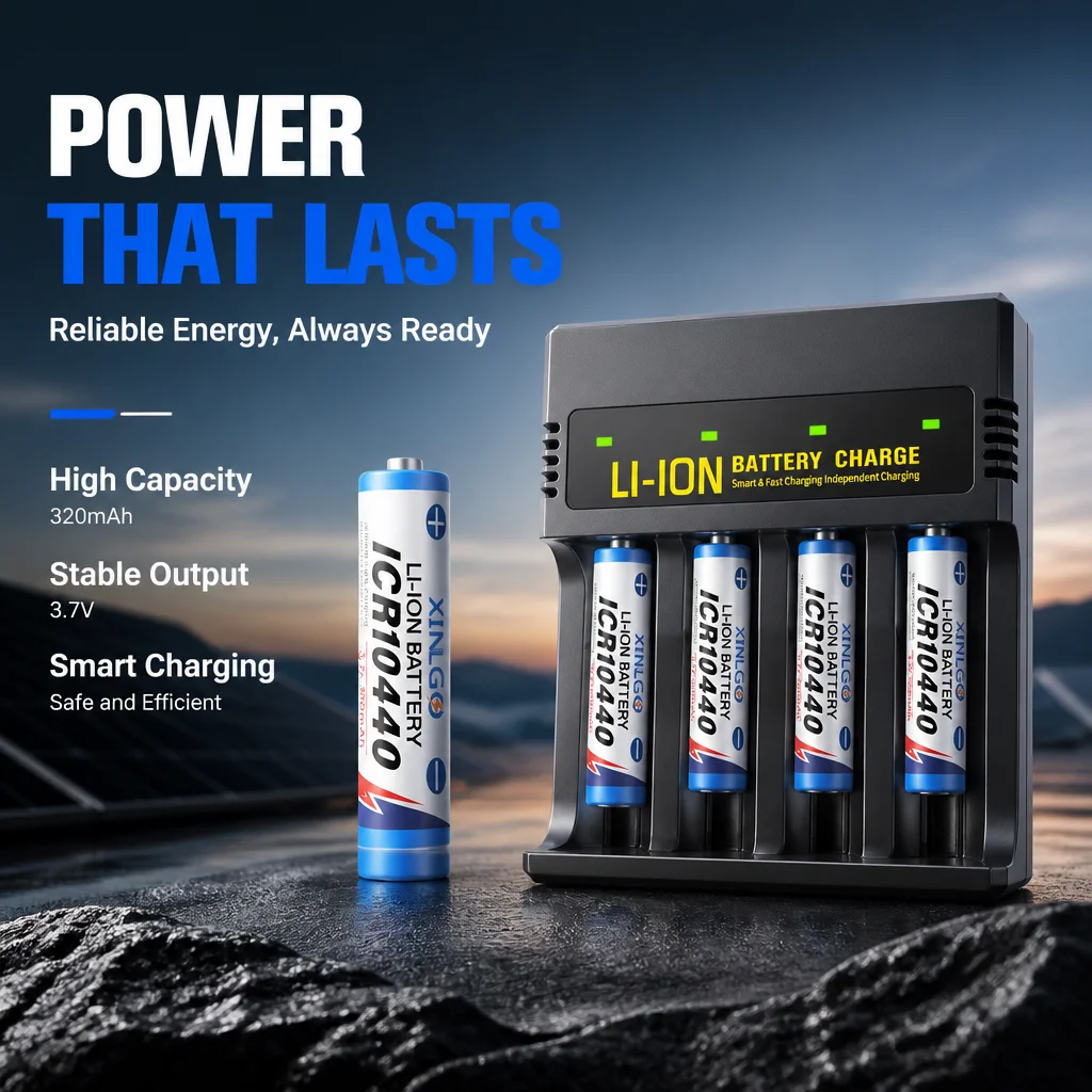 3.7V 10440 Li-ion Rechargeable Battery with Charger AAA Size High Capacity USB Lithium Cell for Flashlight Toys Headlamp