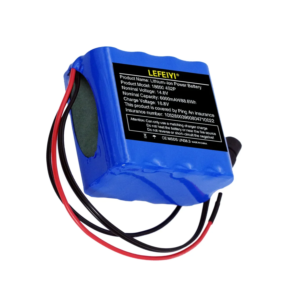 14.8V 6.0A 18650 Lithium Battery Pack 4S2P 6000mAh Built-in 10A BMS for Bluetooth Speakers and Night Fishing Lights