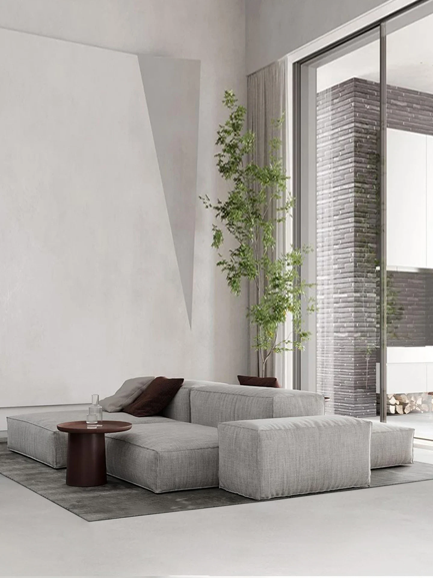 Horizontal hall large flat-floor villa back-to-back combination double-sided modular sofa