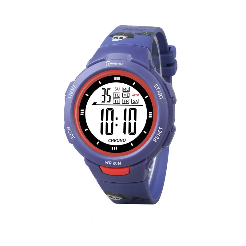 Relógio simples impressão esportes natação à prova dwaterproof água despertador led relógio eletrônico casual meninos crianças relógios
