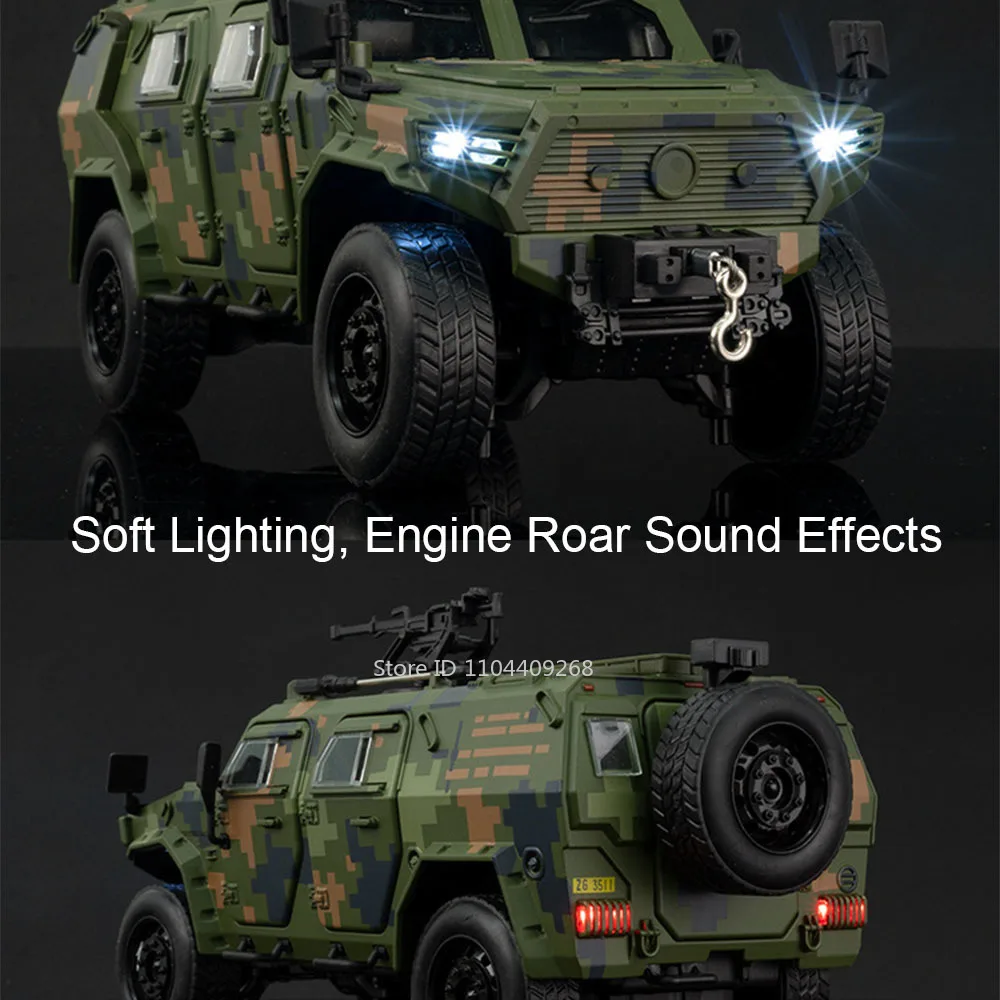 Grote Schaal 1:20 Dongfeng Mengshi Gepantserde Auto Model Speelgoed Geluid Licht Trek Terreinwagen Modellen Collectie Gift jongen