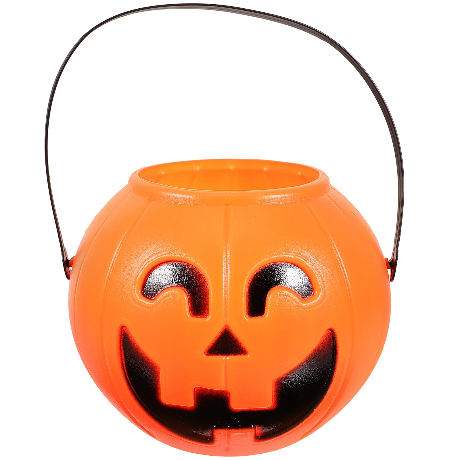 Pumpkin Bucket 17 Cm Holder Halloween Pail Big Lantern Baby Safe Material Black H Facial Features Trick