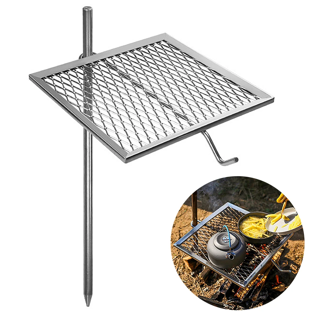 

Campfire Grill Grate with Stake Portable Outdoor Folding BBQ Grilling Grate for Camping Hiking Backpacking Barbecue