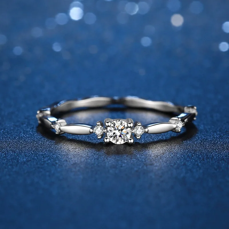 3mm 0.1 carat moissanite ring  S925 Silver Matching Wedding Diamonds Band female Ring White Gold Gift Jewelry gift wholesale
