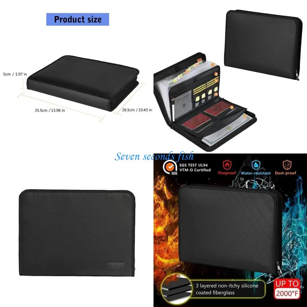 

L74B 2000℉ Heat Insulated Document Case File Organiser Storage Box Expanding Folder