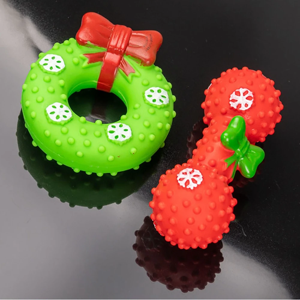 Christmas Pet Dogs Chewing Toys Toothing Clean Rubber Training Toys for Pet Dogs Gift Bags Boxes Balls Santa Interactive Toys