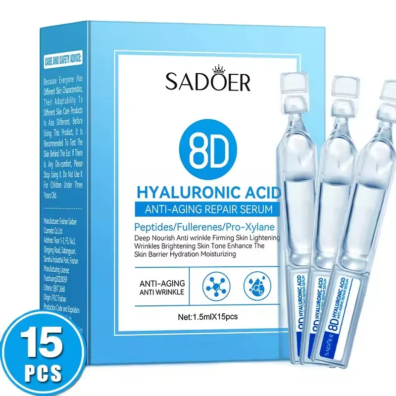 

15pcs Hyaluronic Acid Face Serum Anti aging Deep Moisturizing Nourish Wrinkle Remover Serum Whitening Lifting Skin Care Korean