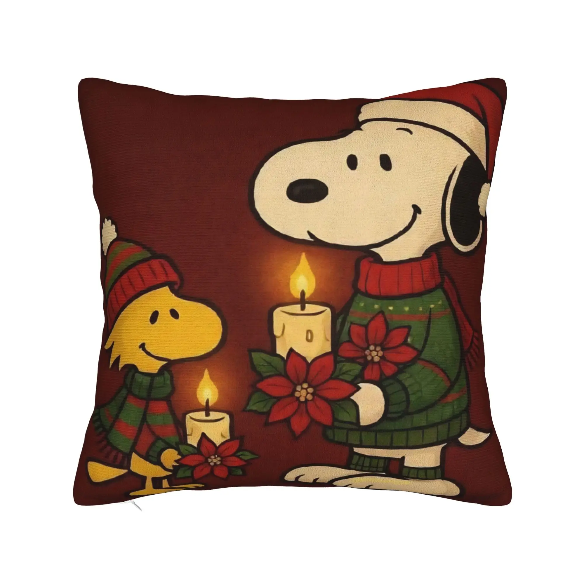 S-Snoopys Xmas Christmas Cartoon Square Pillowcases Polyester Home  Cushion Cover Creative Decorative Pillow Cover 45*45