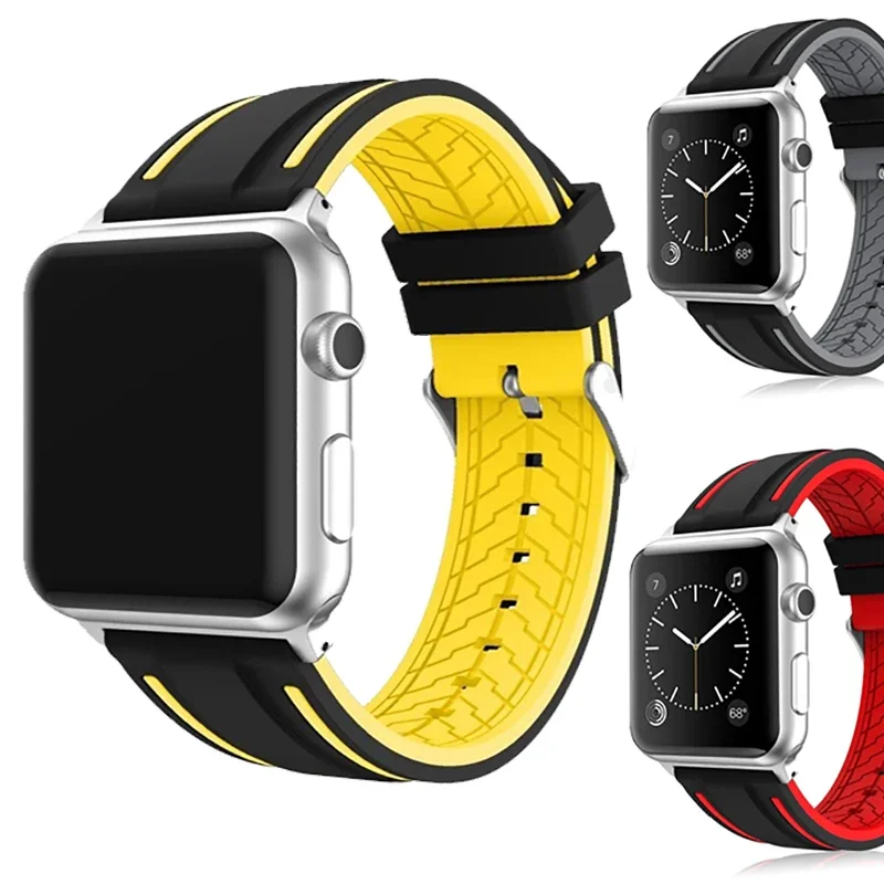 Sportowy pasek silikonowy do zegarka Apple Watch 4 1 2 3 z miękkim paskiem i kolorowym paskiem do zegarka iWatch Sports Edition