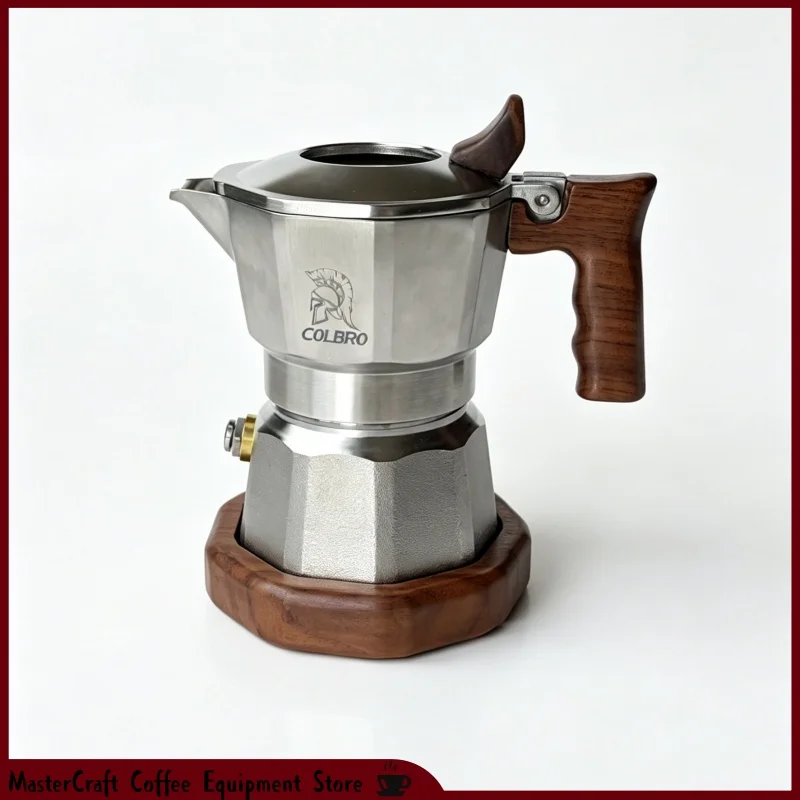 Colbro Moka Pot Handle North American Black Walnut Wood Non Slip Heat Resistant Coffee Maker Replacement Part For Home Kitchen