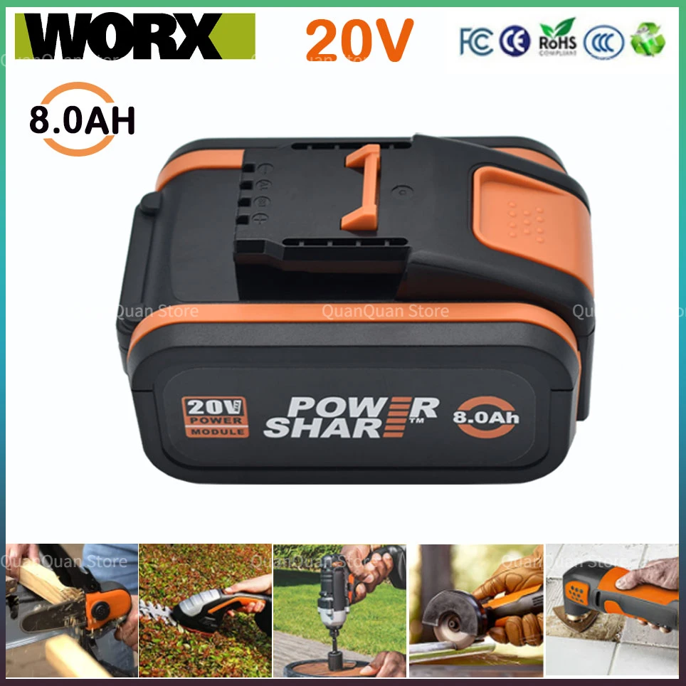 

Worx 20V 8.0Ah/8000mAh Lithium ion Replacement Rechargeable Battery WA3551 WA3553 WX176 WX550 WX386 WX373 WX290 WX800 WU268