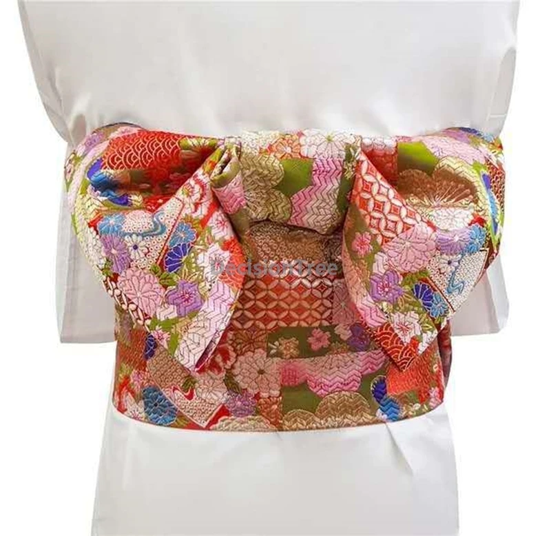

2025 kimono waistband bow jacquard brocade japanese style yukata accessory fashionable design sense gorgeous colorful belt