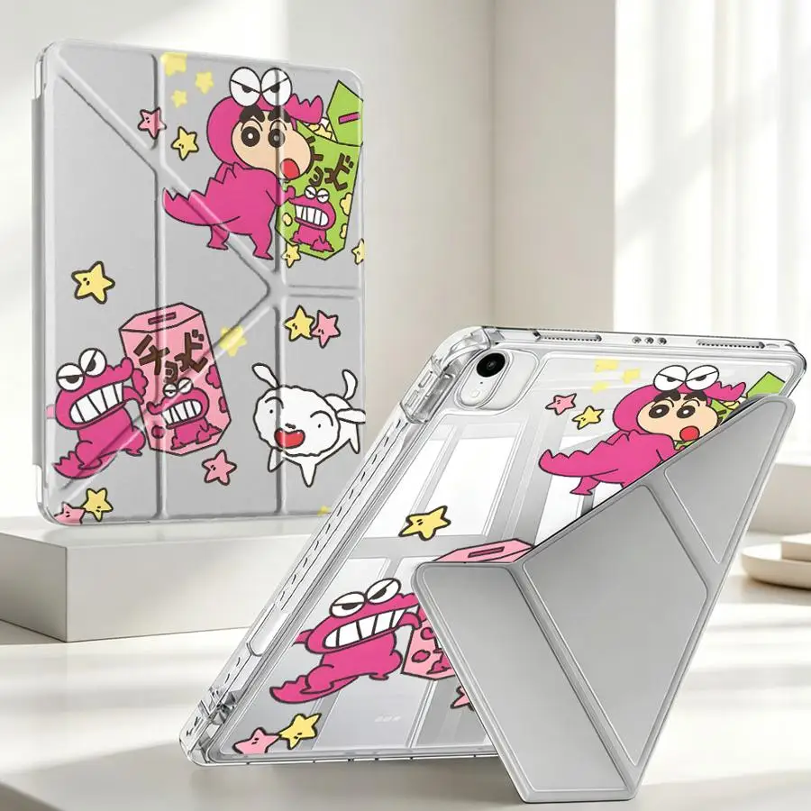 With Pen Slot Cover Tablet Case For Samsung Galaxy Tab S8 A8 S10 Lite A9 Plus S9 Plus A11 S7 FE Crayon Shin-Chan Anime