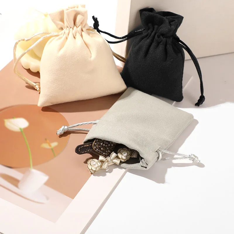 50pcs/lot 8*10cm, 10*12cm, 10*15cm Double-sided Velvet Drawstring Pouches Party Wedding Gift Dust-proof Storage Bag Custom Logo