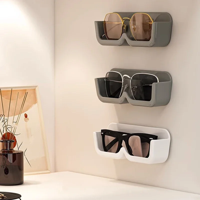 Sunglasses Storage Rack High End Glass Display Cabinet Glasses Organizer Box Wall Mounted Perforated Free Sunglass Home Tidying