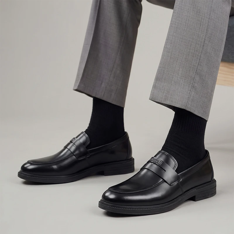 Men Slip‑on Loafers Smooth PU Leather Formal Dress Shoes Non‑Slip Sole Footwear For Business Office Wedding Daily Commute