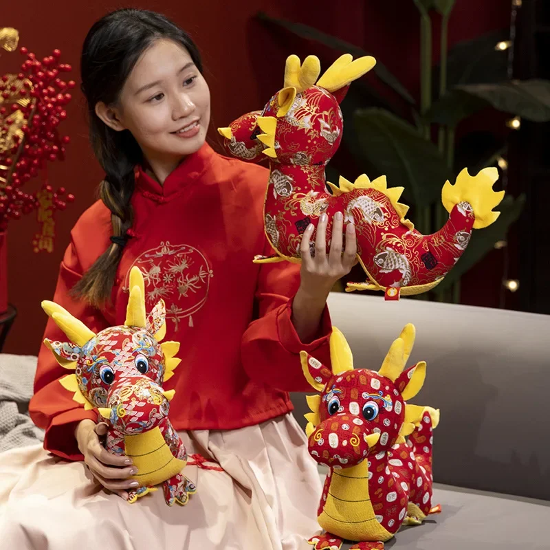 25CM Chinese Special New Year Of The Dragon Zodiac Plush Toy Dragon-shaped Rag Doll Children's Doll Birthday Gift Dragon