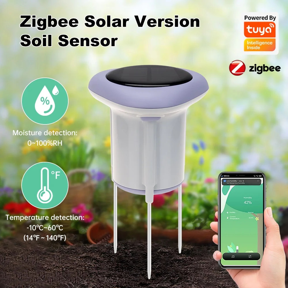 

Умный измеритель влажности почвы Tuya Zigbee на солнечной энергии, тестер температуры и влажности, монитор для растений, детектор для садовых инструментов