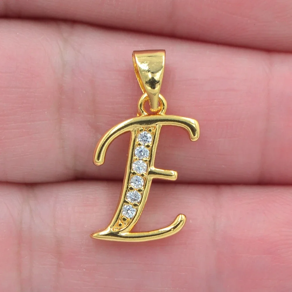 High Quality Gold Color Fashion Clear CZ Alphabet Letters Pendant Jewelry