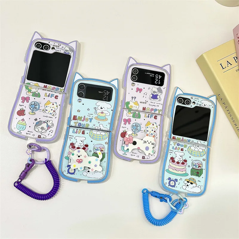 

Cartoon Graffiti Cat Phone Case for Samsung Galaxy Z Flip 6 5 4 3 Protective Back Cover for ZFlip4 ZFlip5 ZFlip6 Case Shell