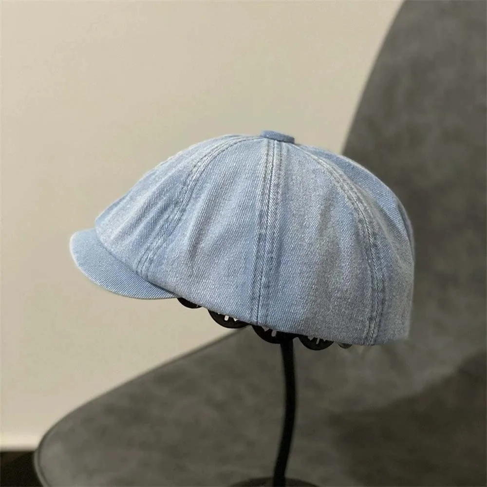 Casual Cotton Denim Berets Cap Street Style Blue Retro Forward Hat Japanese Style Big Head Circumference Women Artist Hat Party