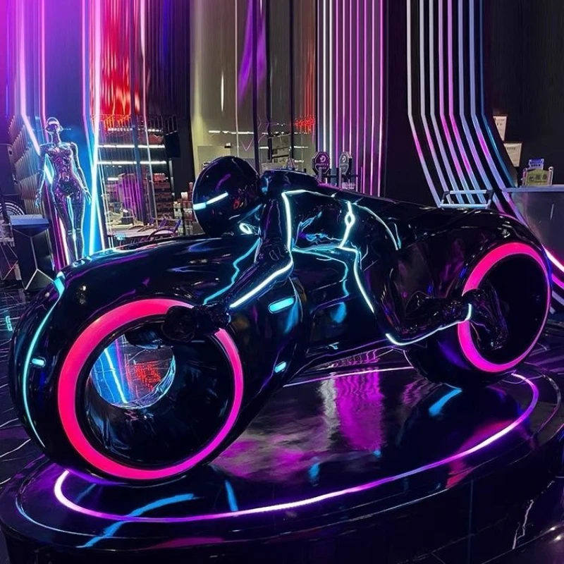 Science fiction motorcycle locomotive luminous sculpture bar KTV large ornament