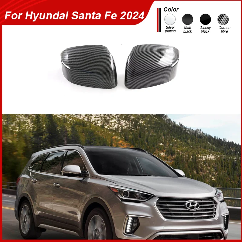 

for Hyundai Santa Fe 2024 ABS Carbon Fibre Car Rearview Side Mirror Cover Wing Cap Exterior Door Rear View Case Trim Accessories