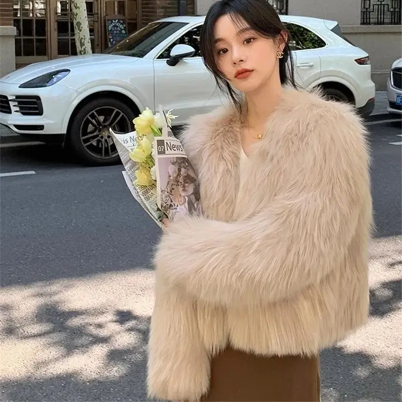 Women's Coat 2024 Autumn/winter New Haining fur Coat Women's Environmentally Friendly fox fur Thick fur Coat Looks Thin and Tall