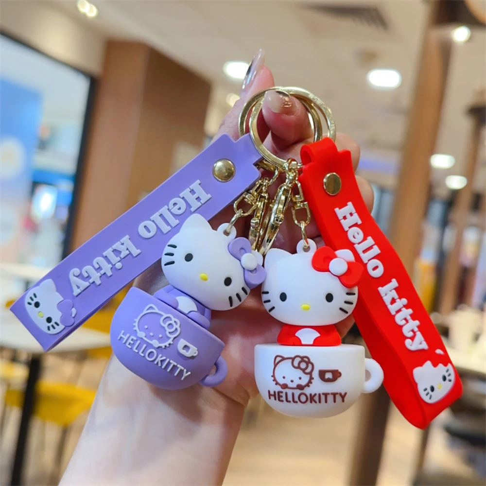 Sanrio Hello Kitty Key Chain Women Cute Cartoon Kuromi Keychain Girl Schoolbag Shoulder Bag Car Keyring Kid Children Kawaii Gift