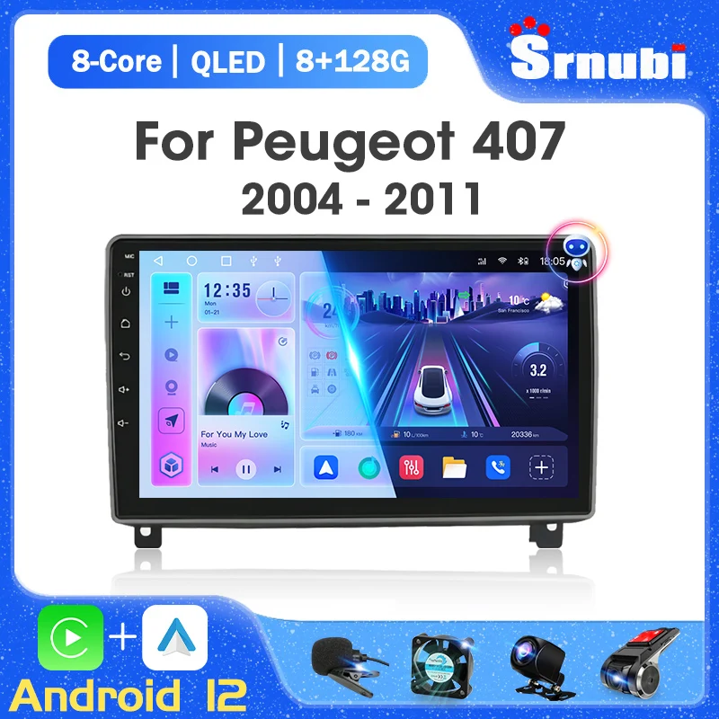 

2 Din Android 12 Car Stereo Multimedia for Peugeot 407 CC SW 407CC 2004-2011 Auto Radio GPS Autoradio Video Audio 2din Head Unit