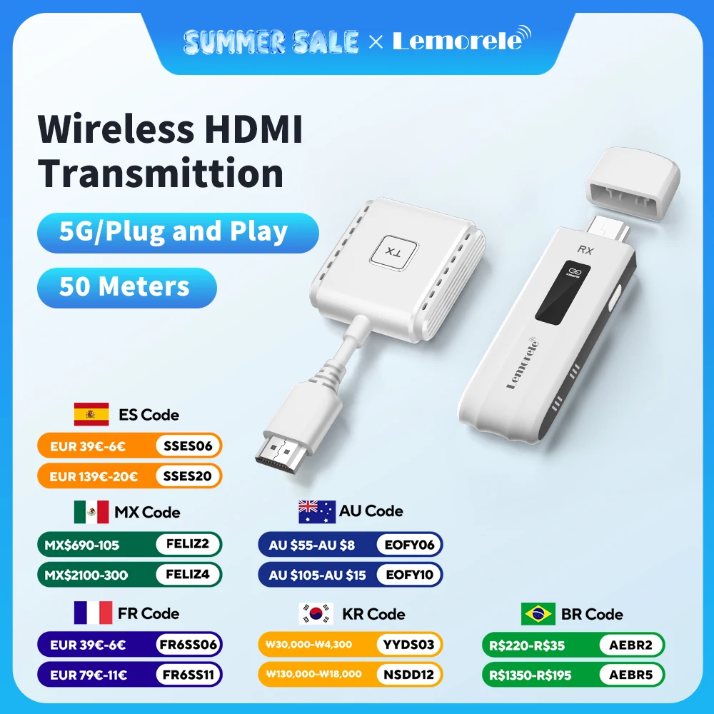 Lemorele – transmetteur et récepteur vidéo HDMI sans fil, Kit d'extension, adaptateur d'affichage, Dongle pour moniteur de télévision, projecteur, commutateur PC