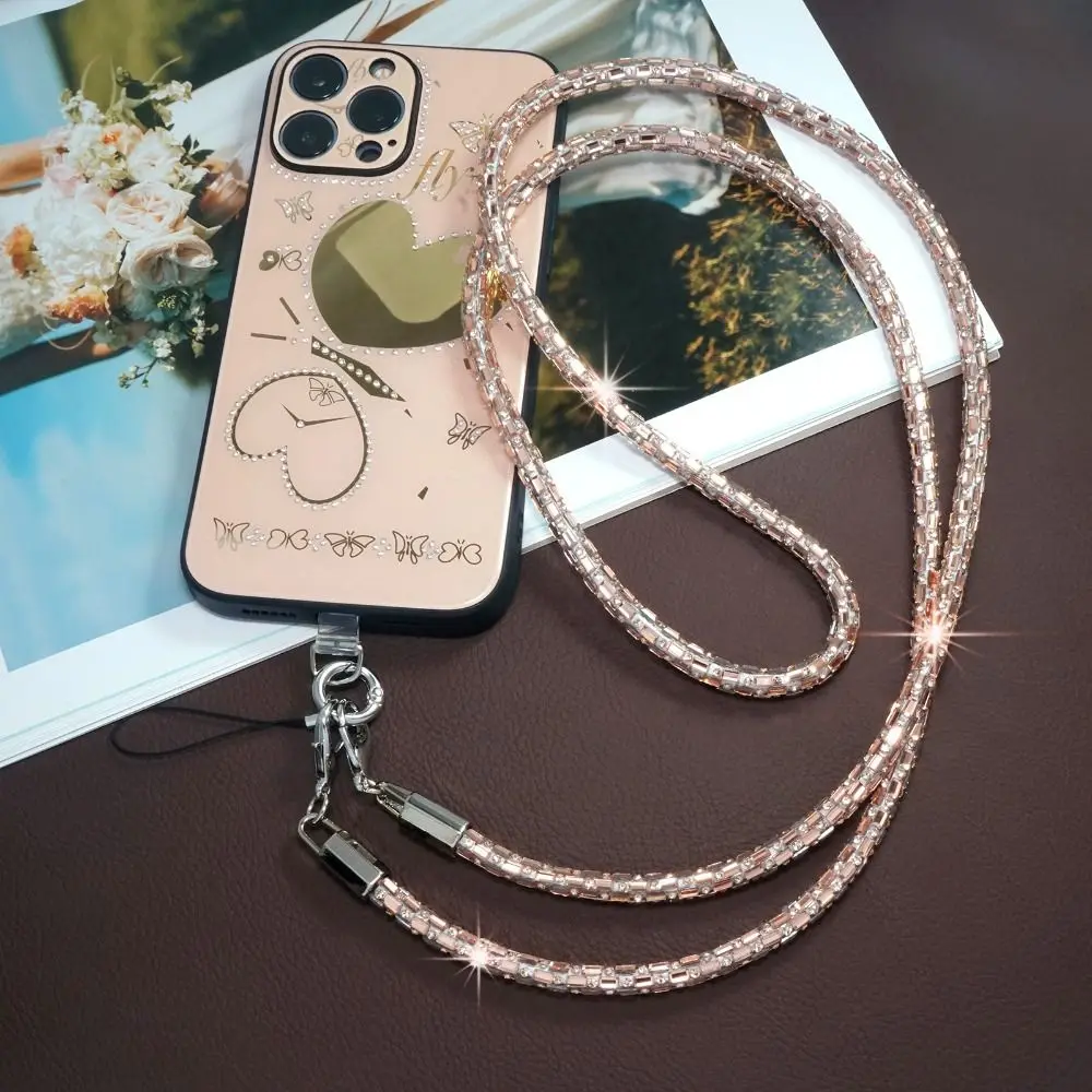 Glitter Crystal Rhinestone Phone Lanyard Bright Bling Bling Phone Anti-lost Rope Crossbody Shoulder Strap Phone Accessories