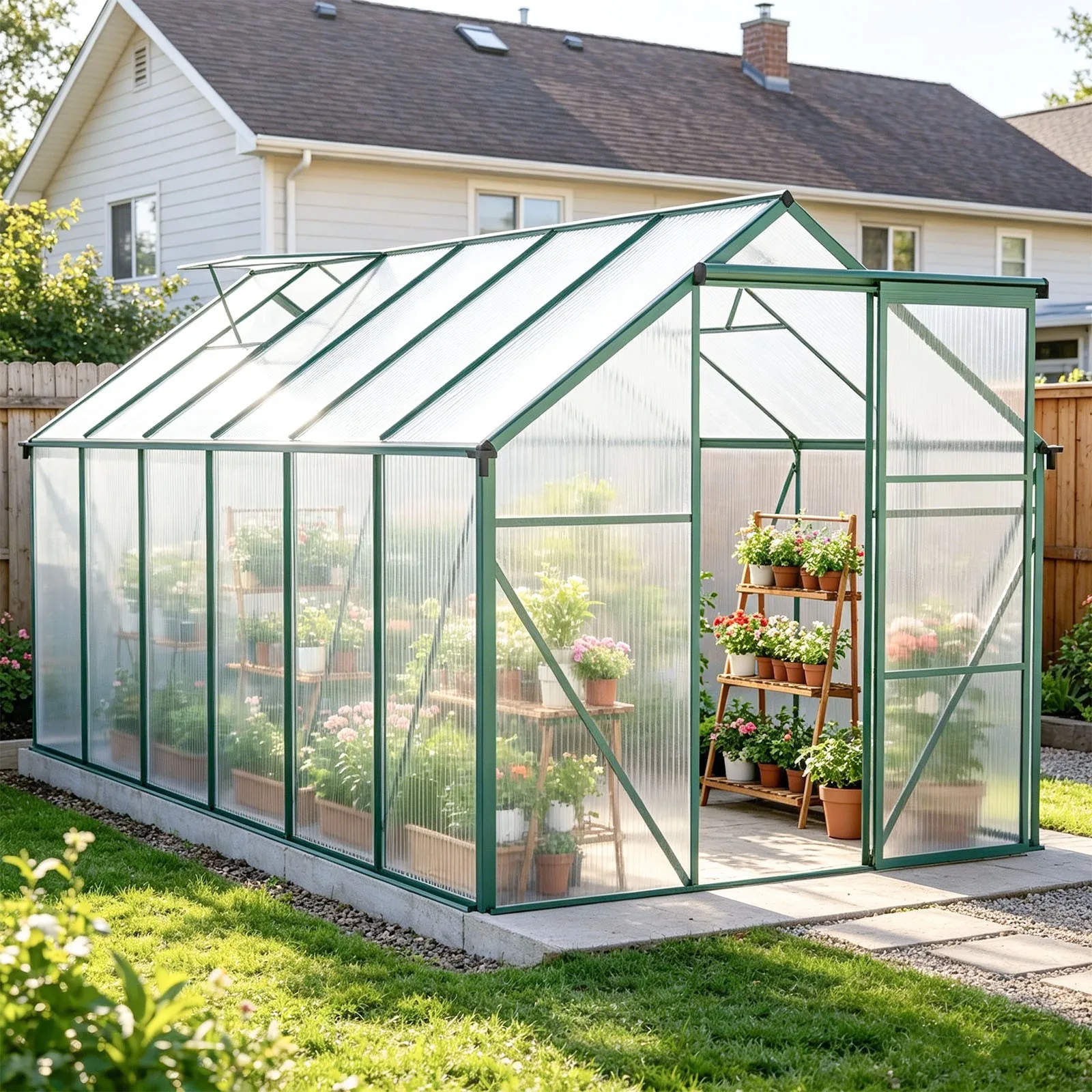 Heavy Duty Walk-in Greenhouse w/ Sliding Doors Outdoor Backyard Green