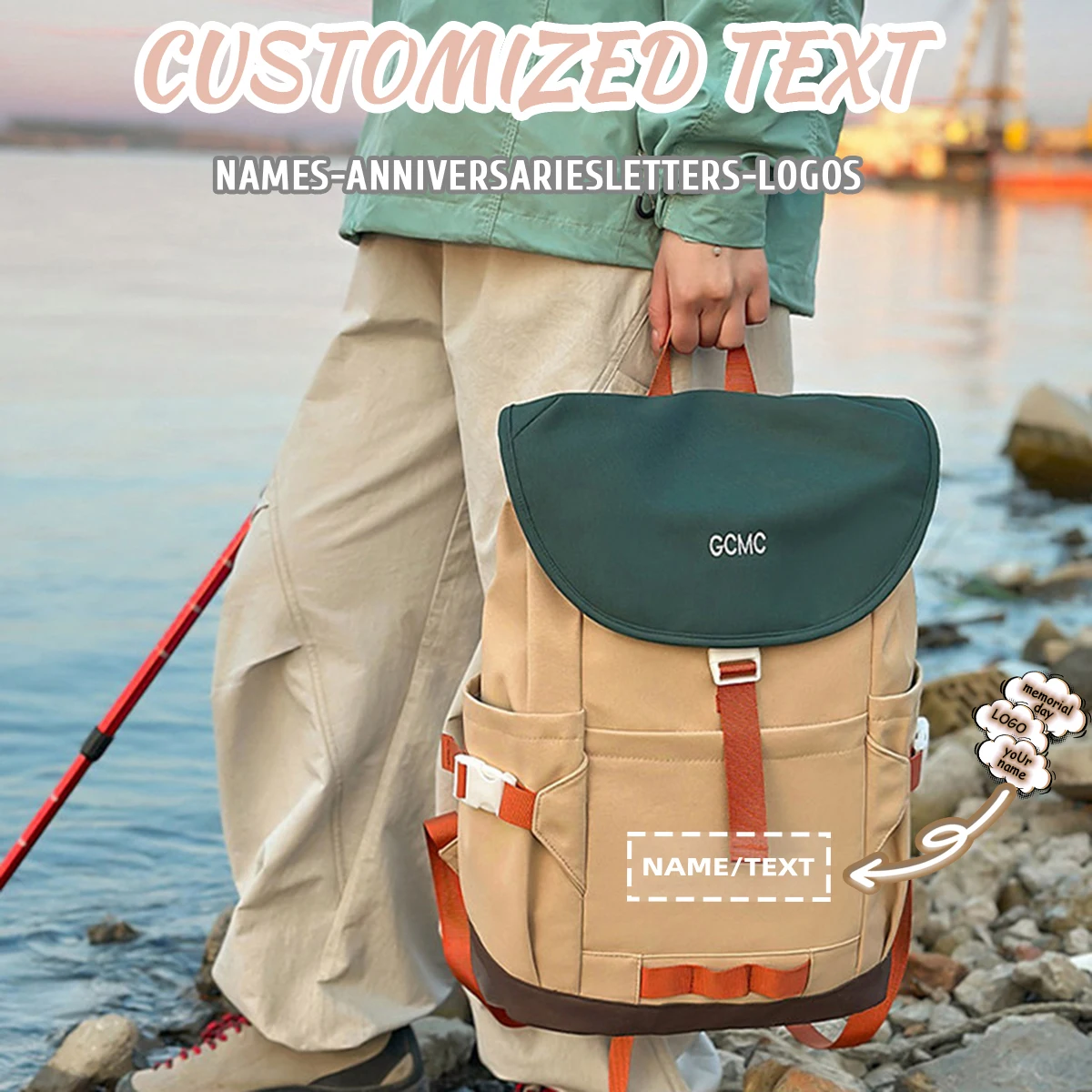 

Logo Customized Backpack New Style for Men and Women, Middle School, High School, and College Students, Sports and Commuting Lightweight Large-Capacity Travel Backpack, Personalized DIY