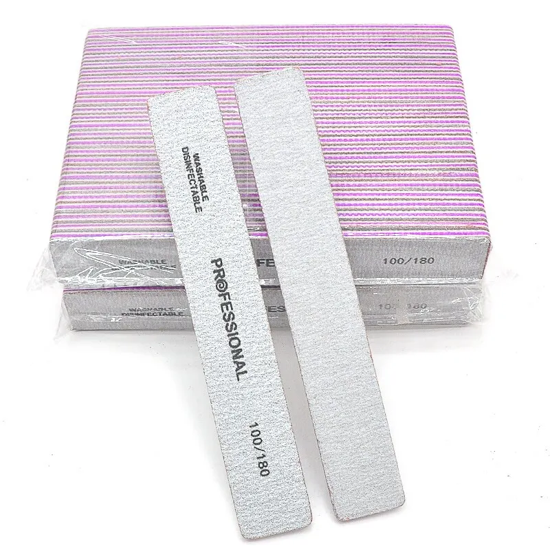 50 stks/partij Nagelvijlen Professioneel Schuurpapier 80/100/180 Grit Dubbelzijdig Vierkant Polijsten Wasbare Nagels Bestand Manicure Tool Kits