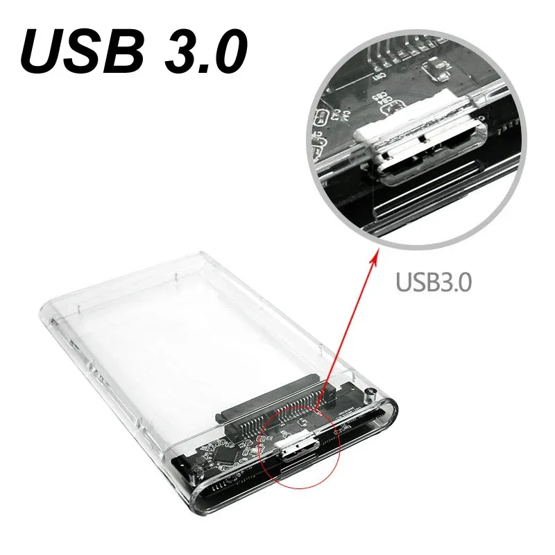 

New USB C Type C 3.0/2.0 HDD Enclosure 2.5 inch SATA SSD Hard Drive Case Support 6TB transparent Mobile External HDD