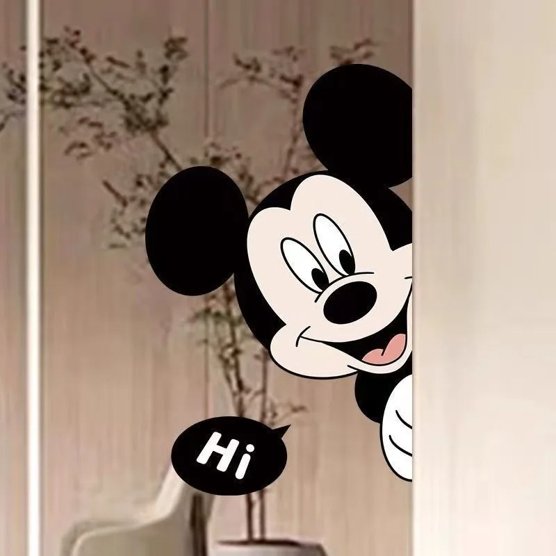 Mickey mouse adesivo bonito dos desenhos animados janela flor minnie decorativo anti-colisão porta de vidro adesivo porta deslizante janela da cozinha