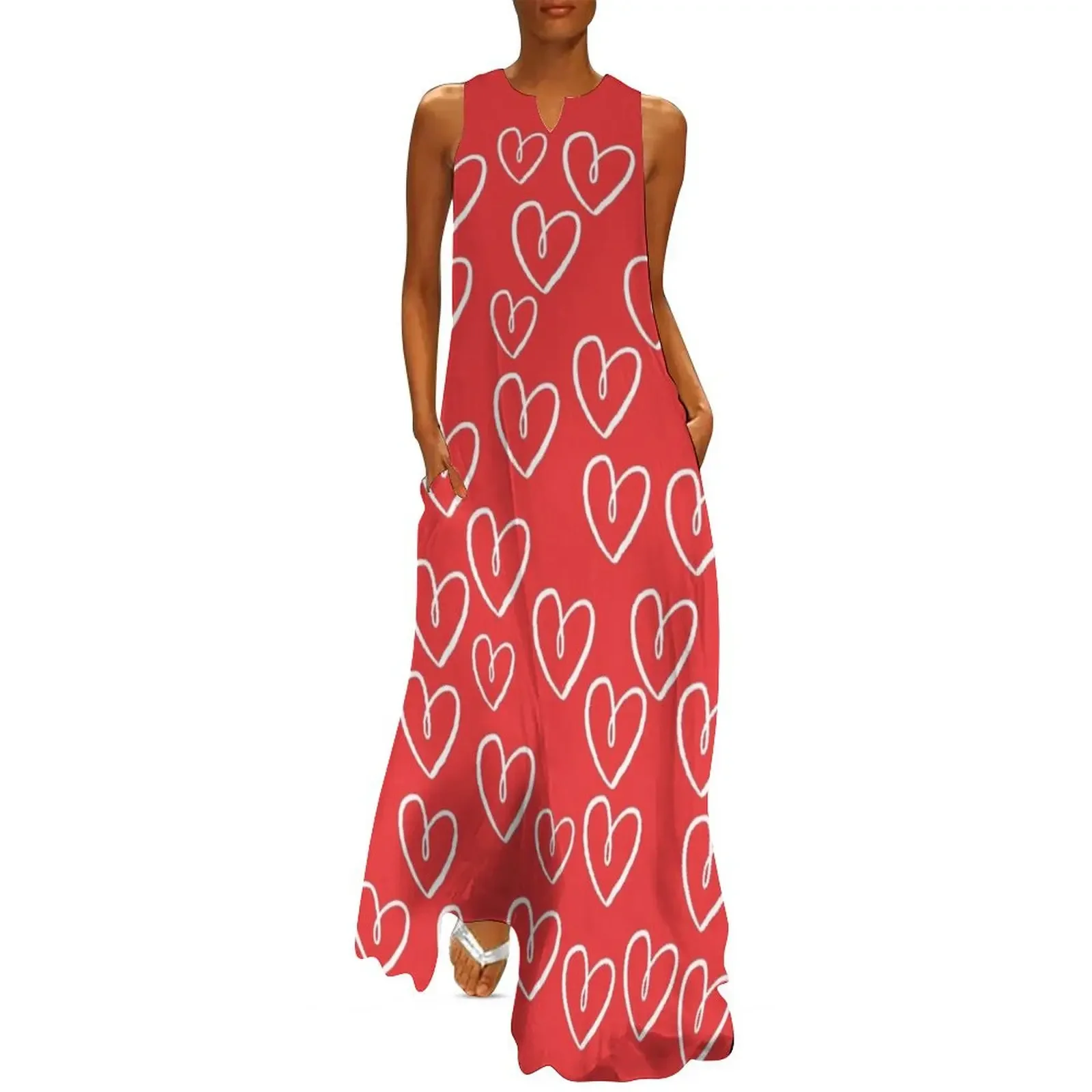 

Red heart Long Dress long sleeve dresses long dress women summer Summer skirt elegant chic wedding evening dresses Dress